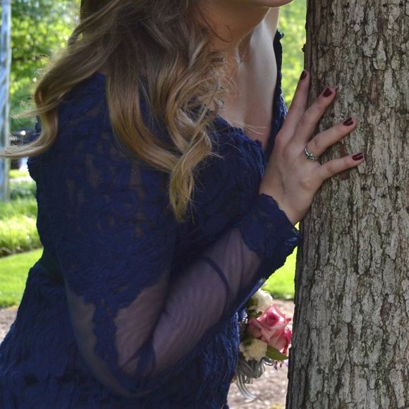 Navy lace prom dress - Picture 3 of 4